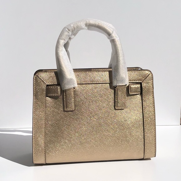 MICHAEL KORS DILLION SMALL SATCHEL IN PALE GOLD - Picture 3 of 8